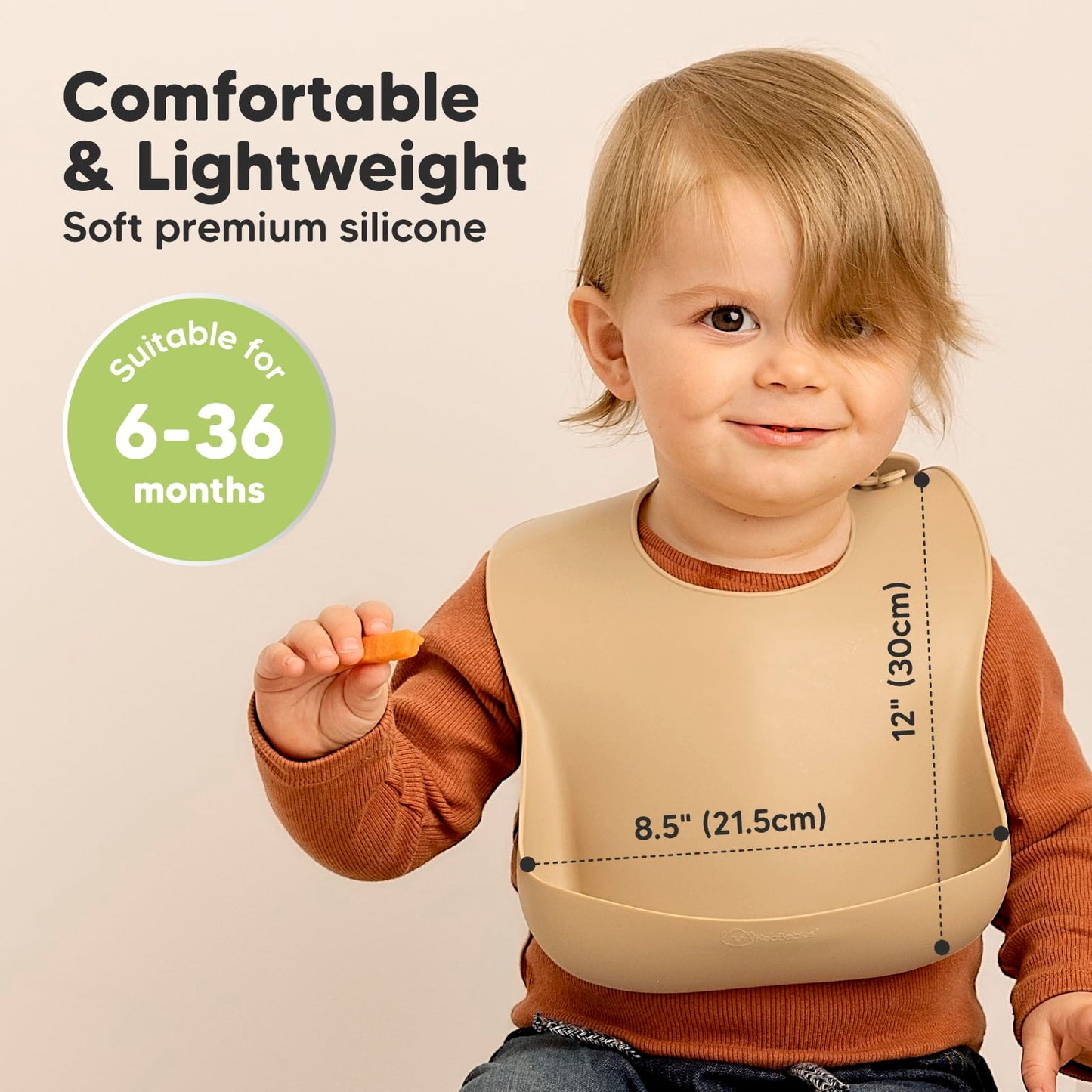 KeaBabies - Paquete de 2 baberos de silicona para comer - Baberos de silicona resistentes de grado alimenticio para bebés, niñas, niños, colector de alimentos grande, limpiar y poner fácilmente,