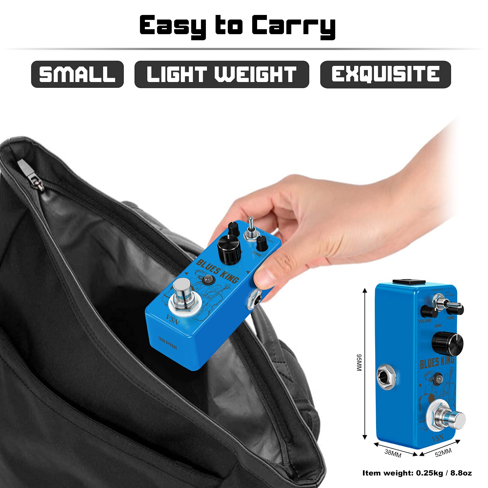 Pedal de Guitarra VSN Bluesy Blues Style Distortion Fat&Normal 2 Modes