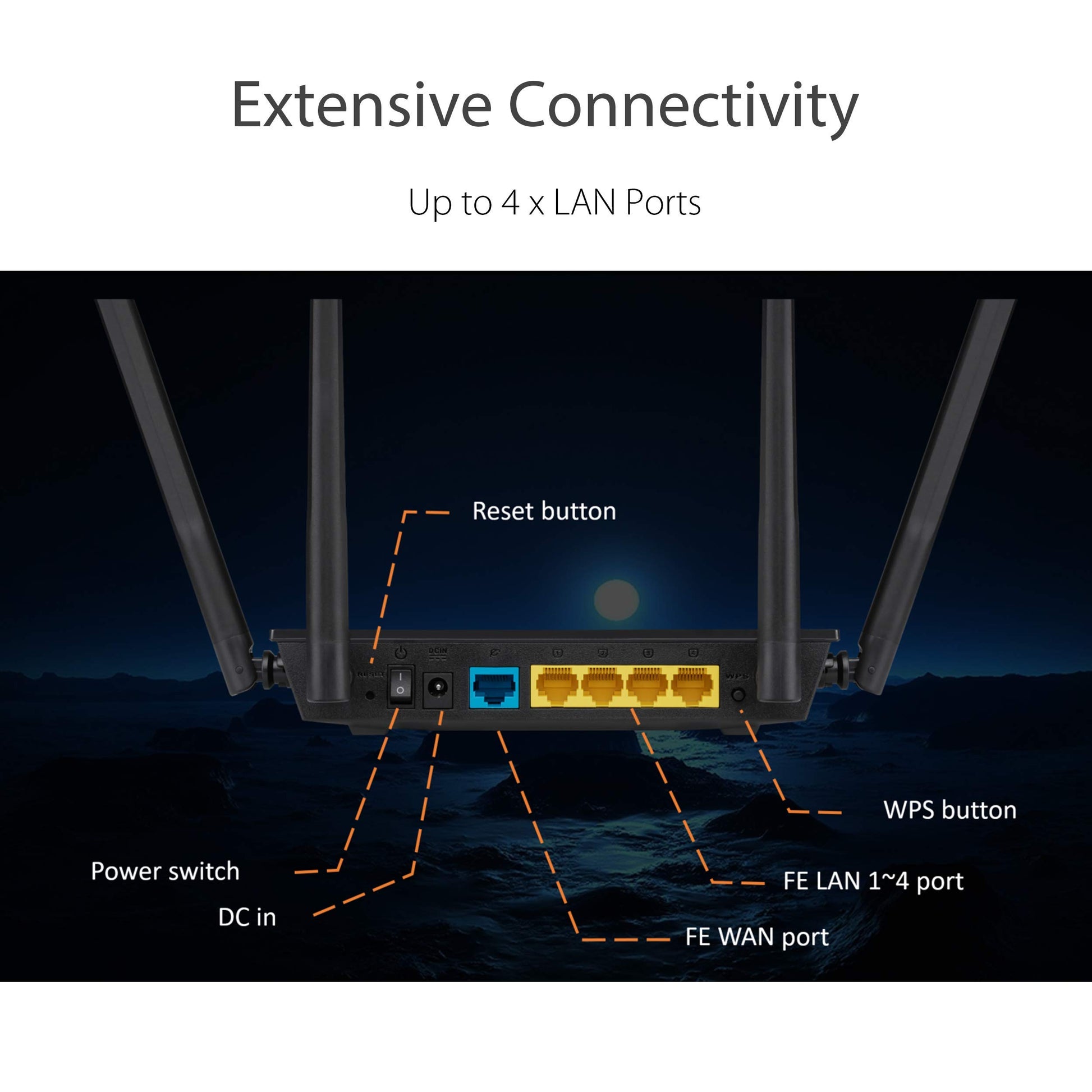 Asus Router AC1200 RT-AC1200 V2, WiFi de doble banda 2.4GHz y 5GHz, 4 antenas externas, fácil configuración de 3 pasos, 4 puertos LAN, VPN, juegos y transmisión