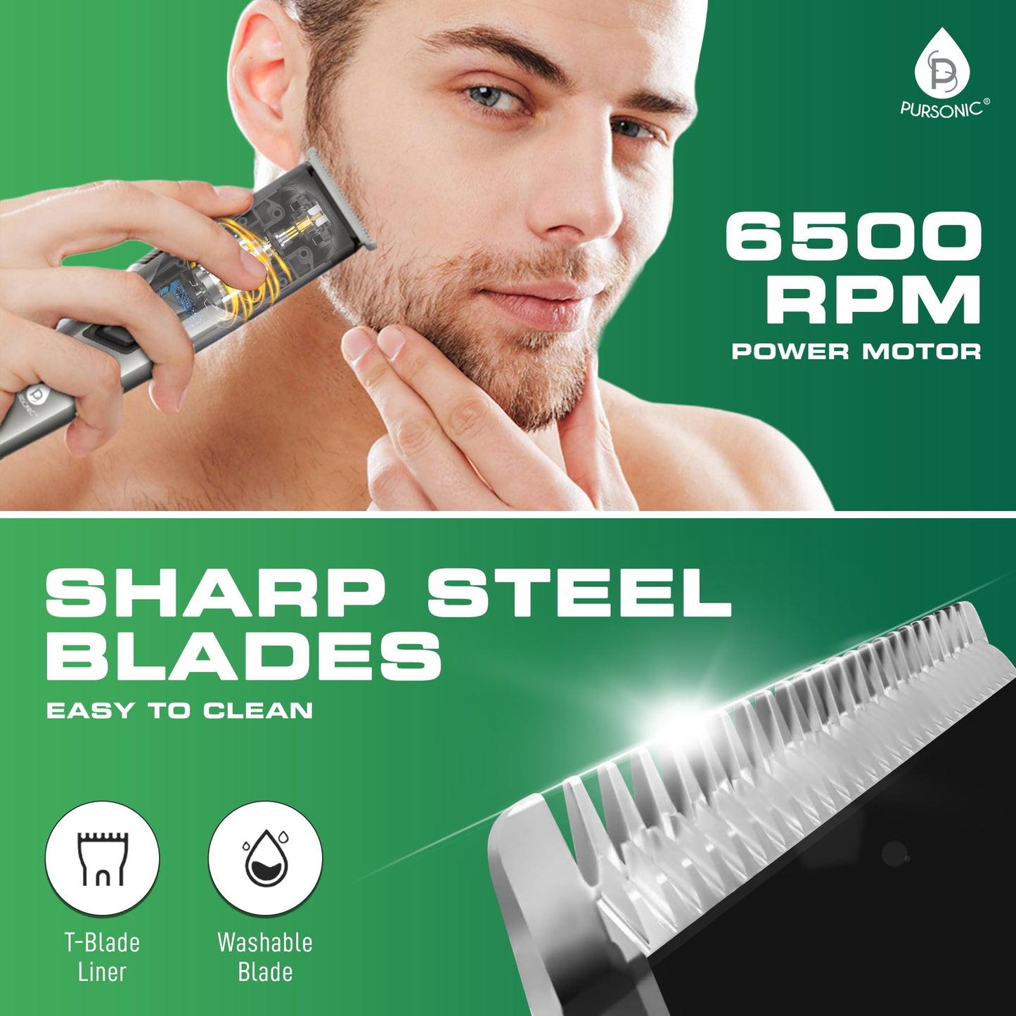 Pursonic Recortadora De Barba Y Cabello Para Hombre - 12 Unidades De Recortadoras De Barba Recargables E Inalámbricas Mario Lopez - Kit De Cuidado Integral Para Barba, Rostro, Nariz Y Orejas Regalo Id