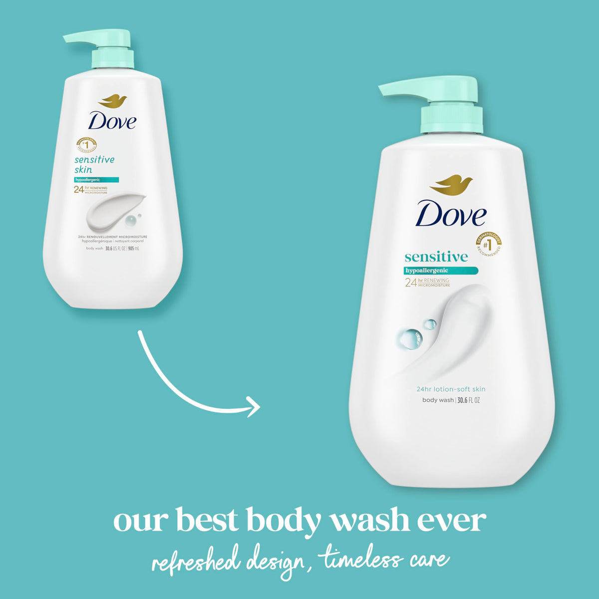 Dove Body Wash, Sensitive Skin Pump 30.6 Ounce
