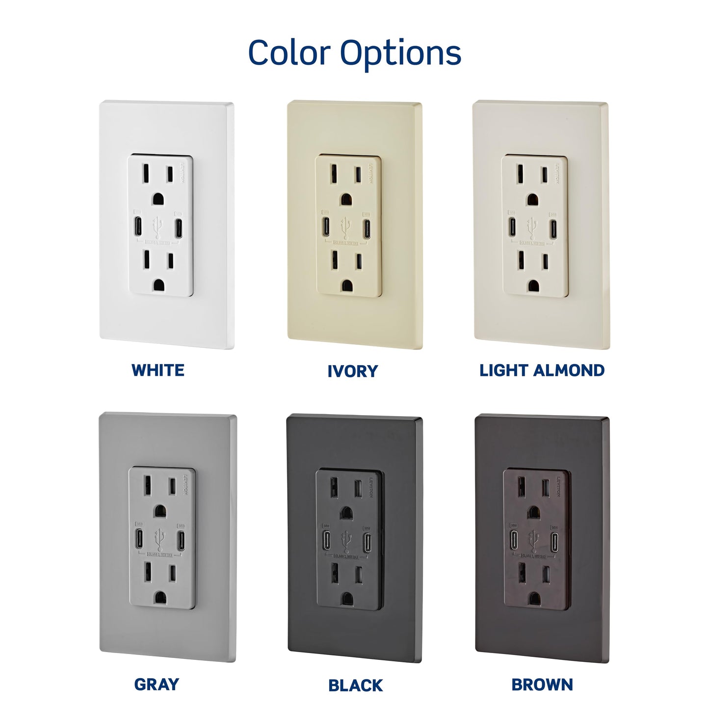 Leviton 005-T5635-00E Combinación Contacto Doble a Prueba de Manipulaciones y Contacto USB tipo C/C, Negro