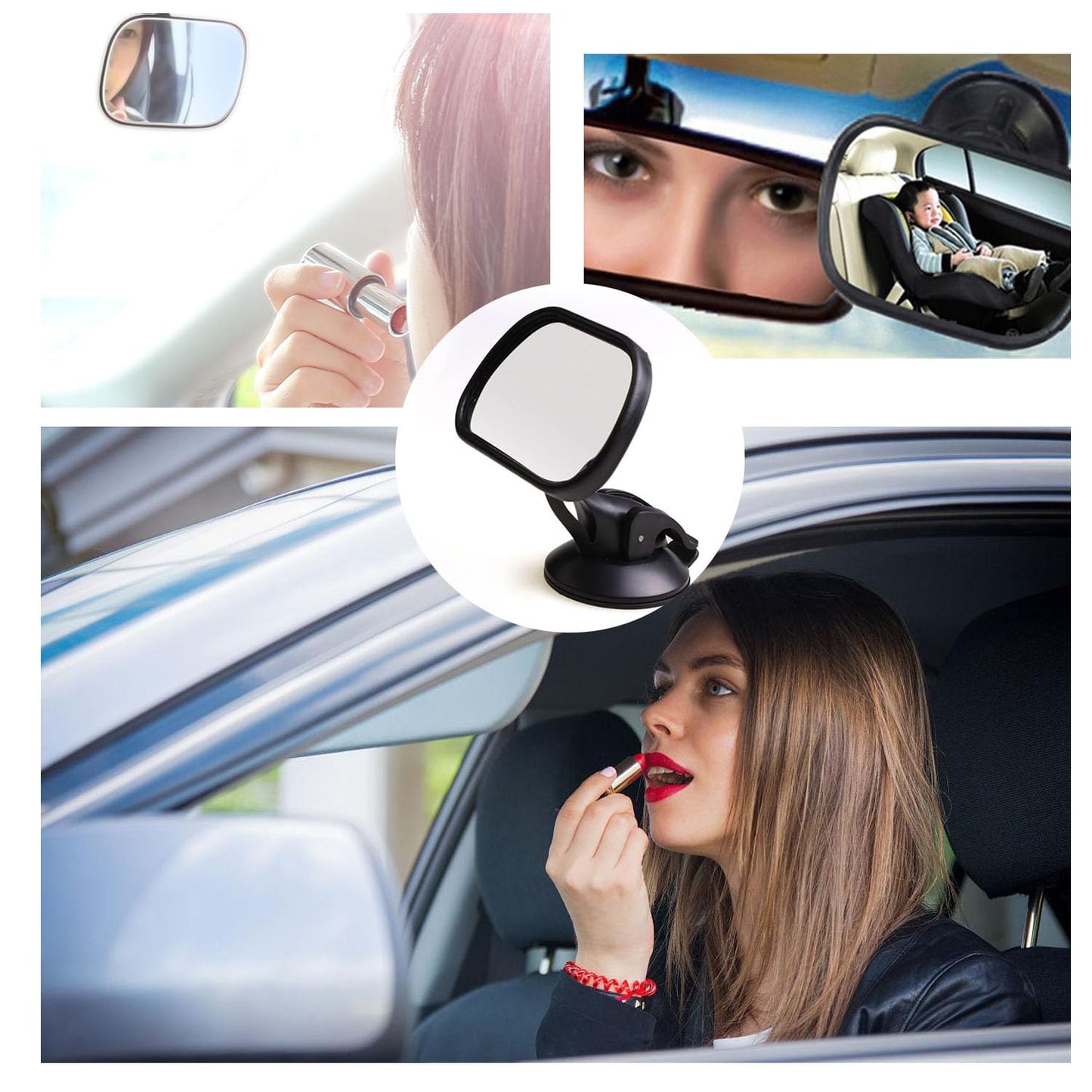 XINYUICEAN Espejo Retrovisor para Bebé Auto, Rotación de 360° Espejo de Observación de Coche para Bebés para el Asiento Trasero Baby Safety Mirror para Vigilancia, Espejo Convexo de Gran Angular
