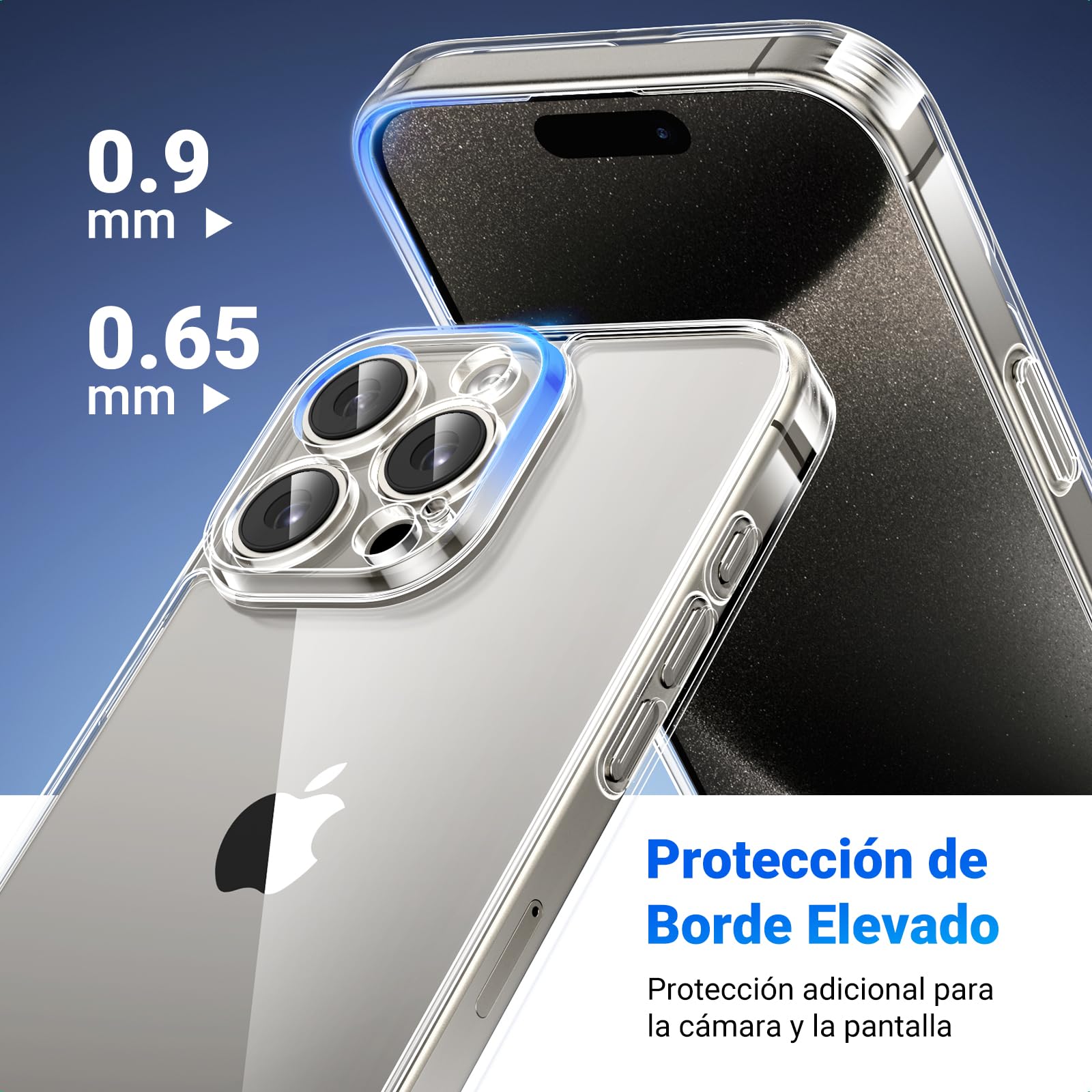 UGREEN Funda para iPhone 16 Pro, Anti-Amarillo con Protección de la Lente y contra Caídas, Case Anticaída y Antidesgaste, Carcasa 6.3", Transparente