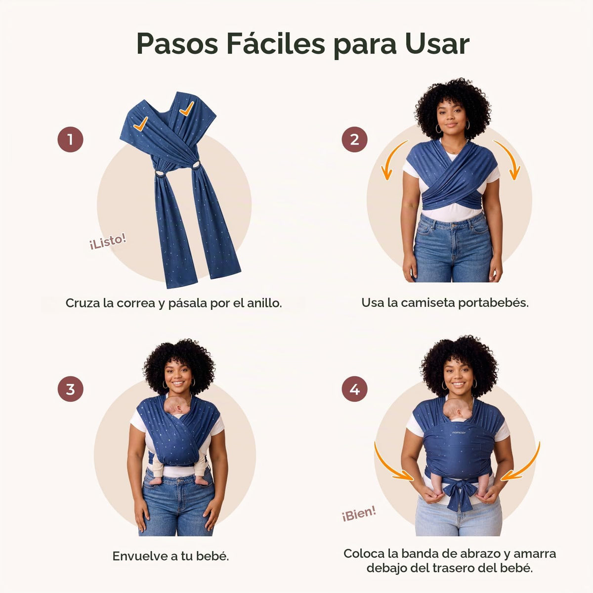 Momcozy Portabebés Envolvente para Bebé, Cargadores Ergonómicos para Infantes desde Recién Nacidos hasta Niños Pequeños de 8-35 libras, Envoltura Ajustable para Bebé que se Adapta a Adultos Tallas