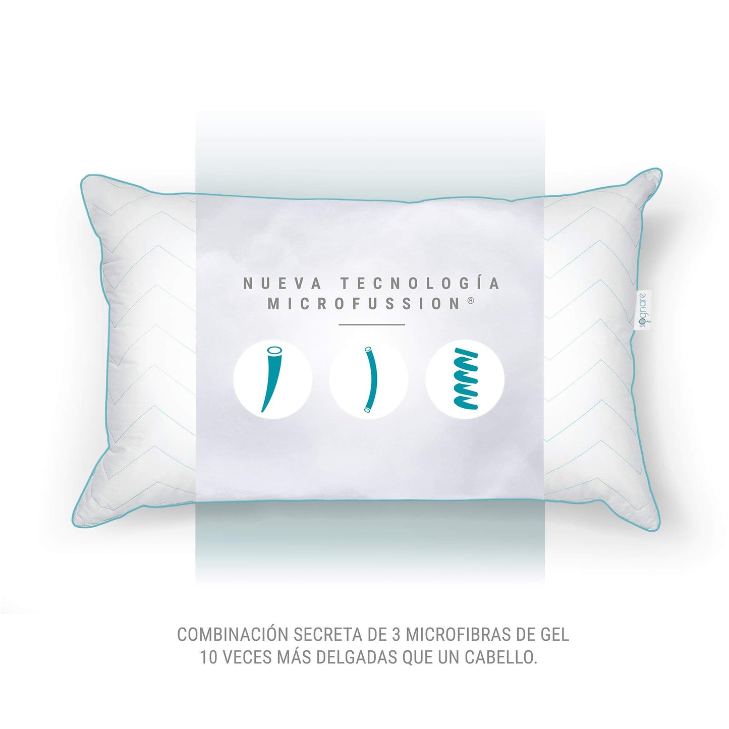 Almohada Sognare Fussion Estándar Relleno Suave Hipoalergénica Antiácaros Lavable