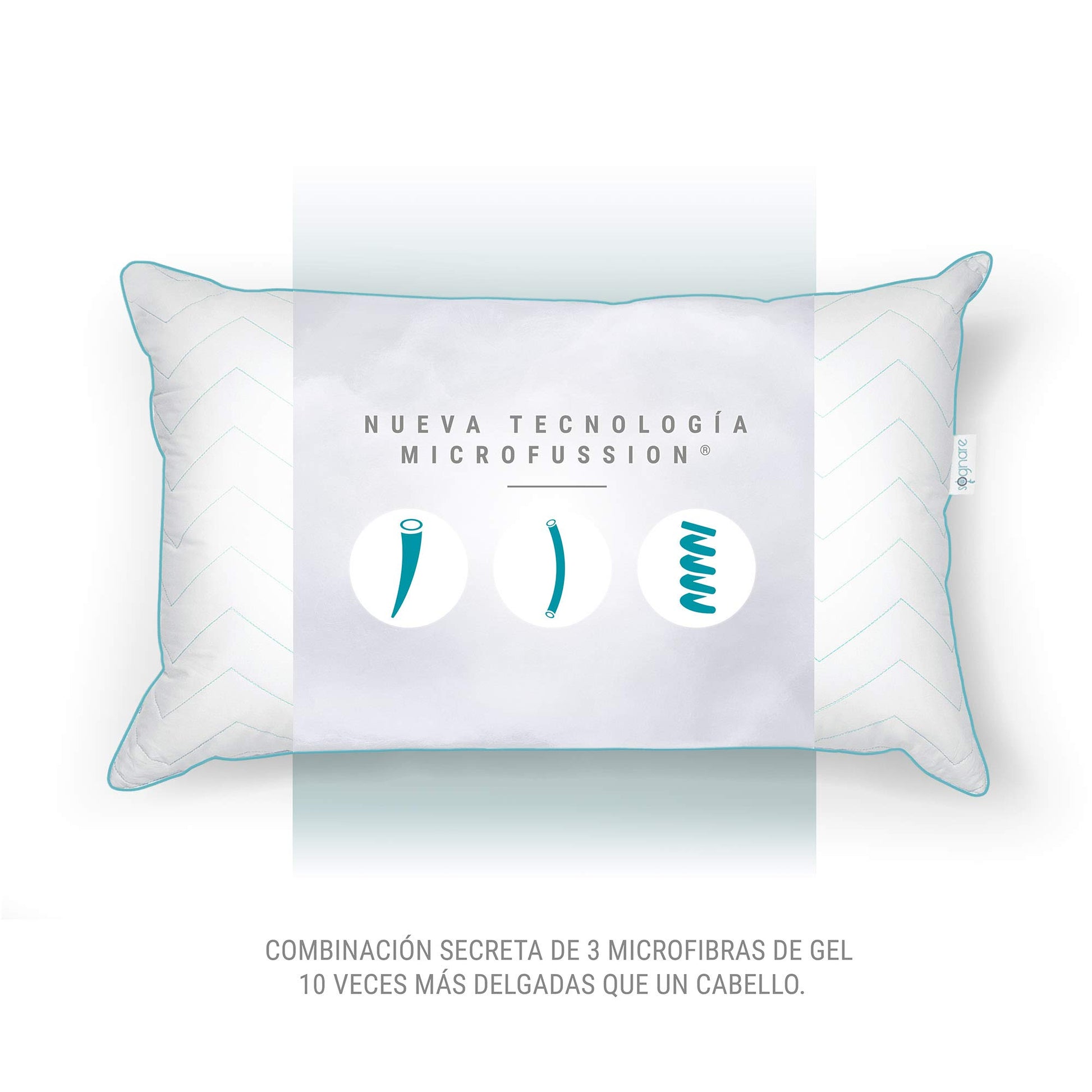 Almohada Sognare Fussion Estándar Relleno Suave Hipoalergénica Antiácaros Lavable