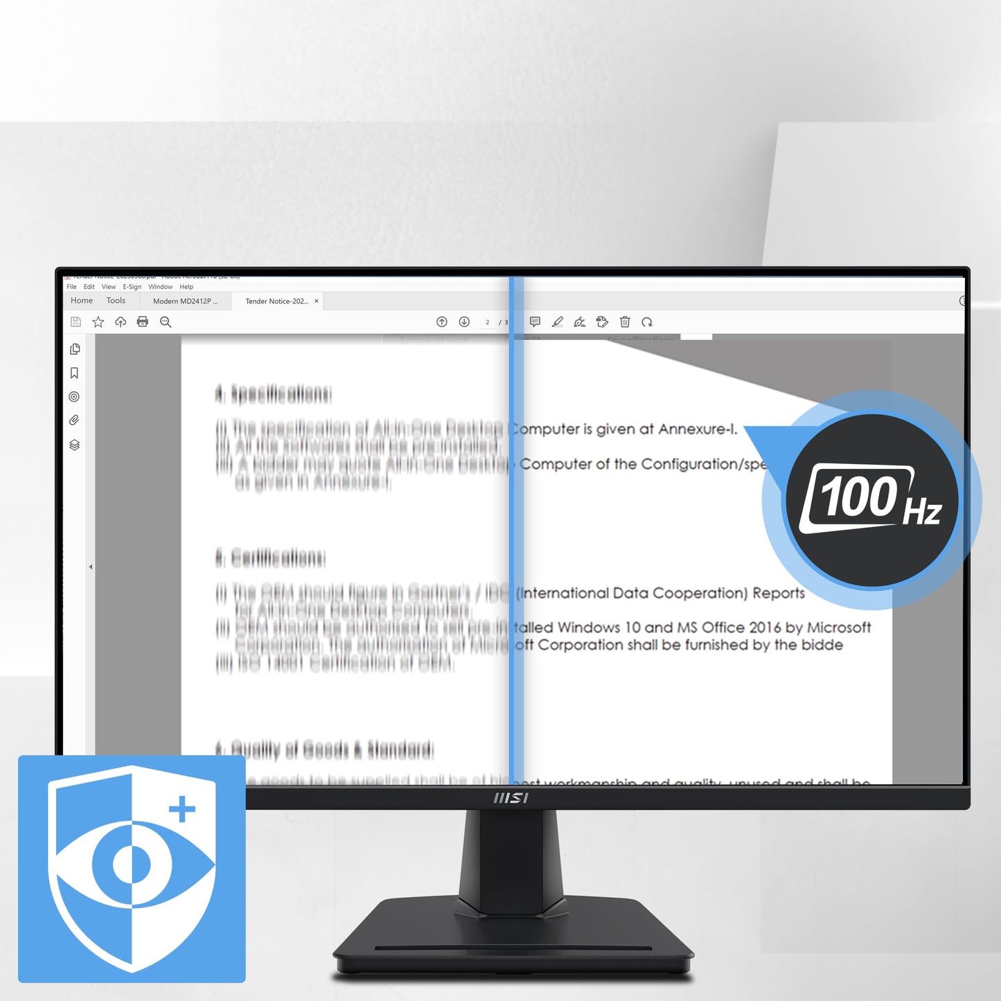 MSI PRO MP275Q Monitor de oficina WQHD de 27 pulgadas, panel IPS de 2560 x 1440, 100 Hz, visualización amigable con los ojos, altavoces integrados, inclinación ajustable - HDMI 2.0b, DP (1.2a)