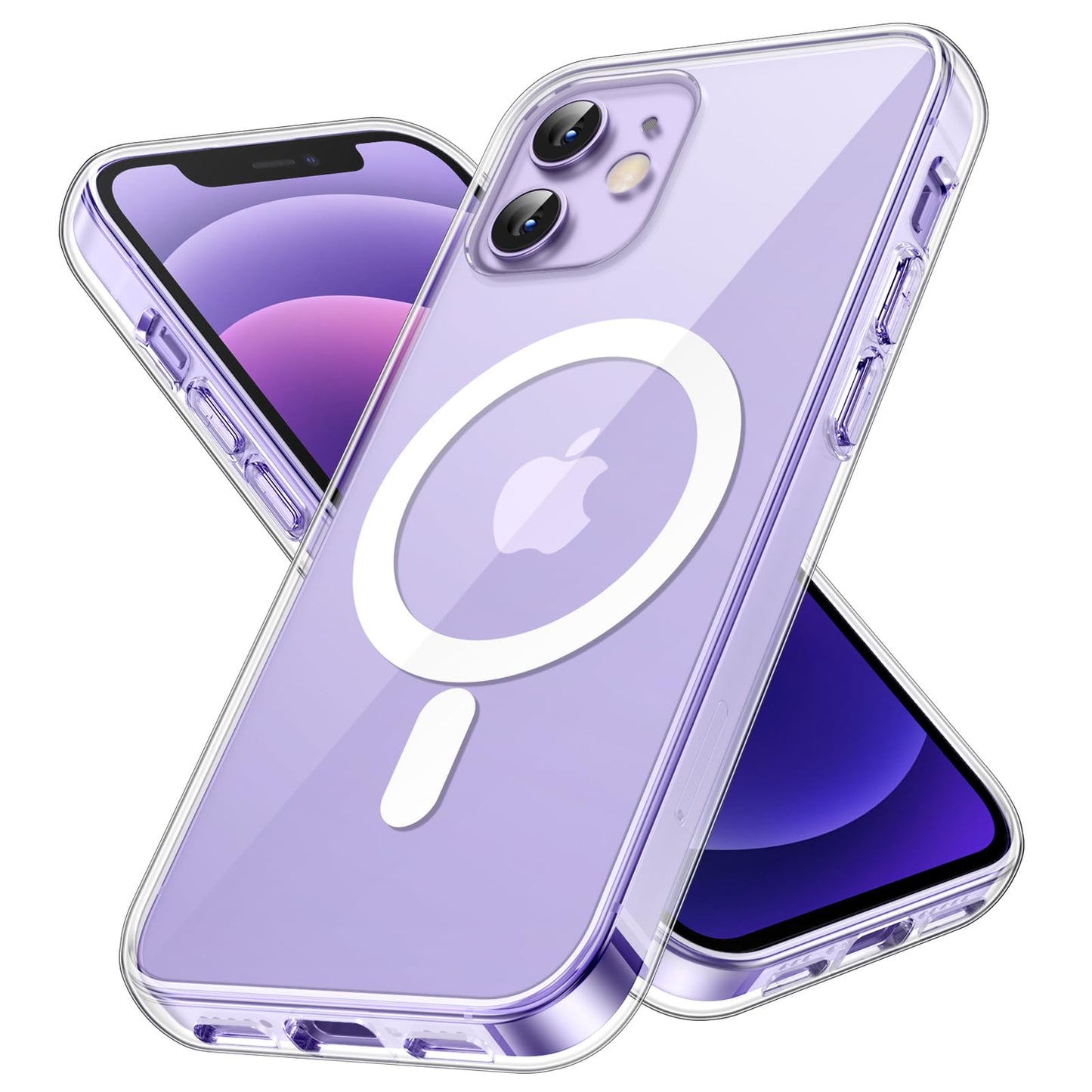 JETech Funda Magnética para iPhone 12/12 Pro 6,1 Pulgadas Compatible con MagSafe Carga Inalámbrica, Carcasa Antigolpes, Parte Trasera Transparente Anti-Arañazos (Transparente)