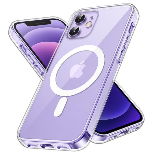 JETech Funda Magnética para iPhone 12/12 Pro 6,1 Pulgadas Compatible con MagSafe Carga Inalámbrica, Carcasa Antigolpes, Parte Trasera Transparente Anti-Arañazos (Transparente)