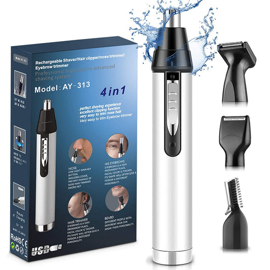 Cortapelos de Nariz de Acero Inoxidable Impermeable 4 en 1 para Hombres y Mujeres