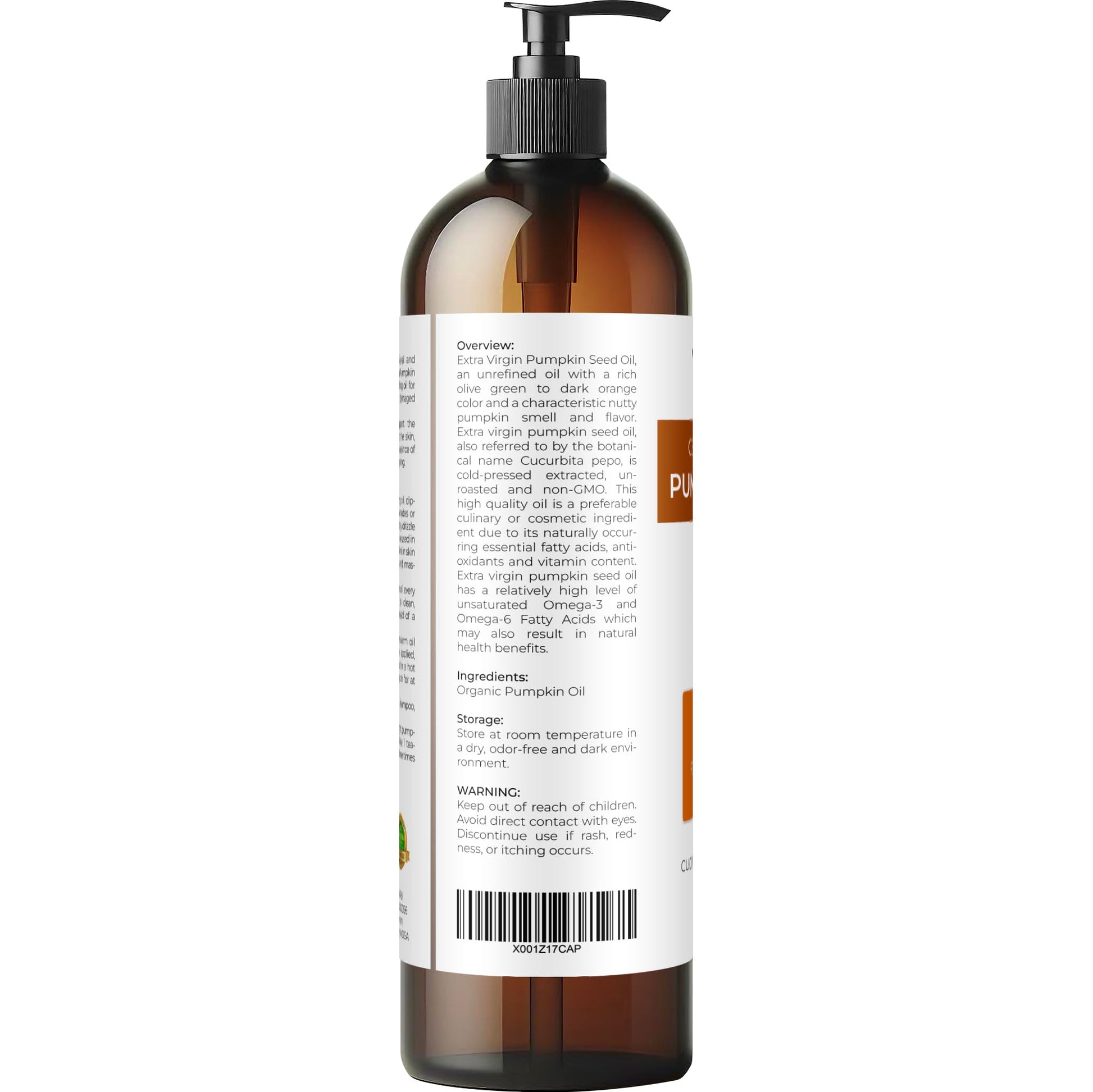 Pumpkin Seed Oil UNREFINED Organic Carrier Cold Pressed Virgin RAW VELONA (8oz)