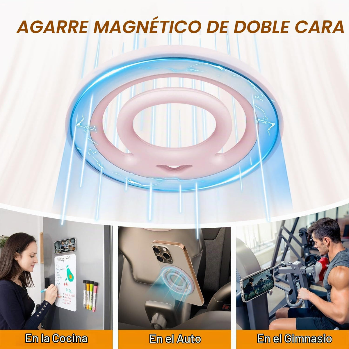Soporte Magnético Dual Vitomas Rosa con Anillo Mejorado para iPhone