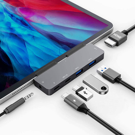 Adaptador USB C 6 en 1 para iPad Pro MacBook HDMI 4K y Más Conectividad