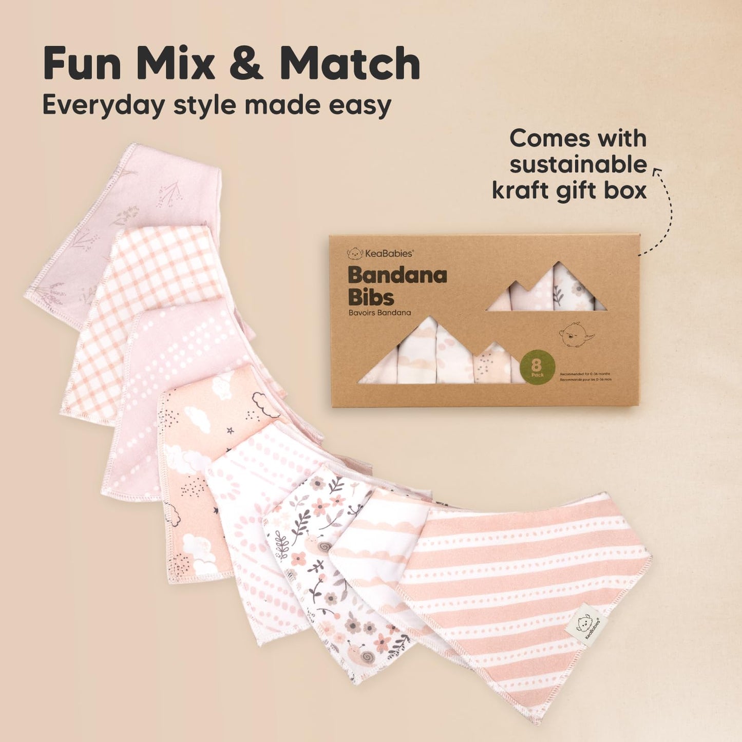 Paquete de 8 baberos orgánicos para niñas – Baberos triangulares súper absorbentes para bebés babeos y dentición, 100% algodón extra suave para recién nacido, bebé de 0 a 36 meses (dulce encanto)