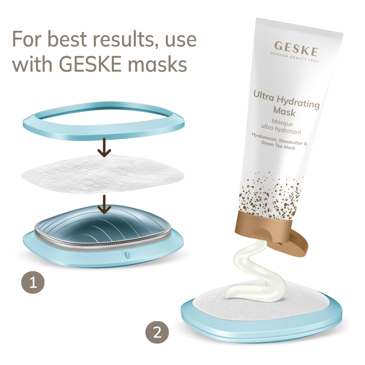GESKE | SmartAppGuided™ Sonic Warm & Cool Mask | 9 en 1 | Máscara facial LED de belleza | Espectro LED completo y terapia de luz roja | Calor/frío | Mayor absorción de productosl | masajeador facial