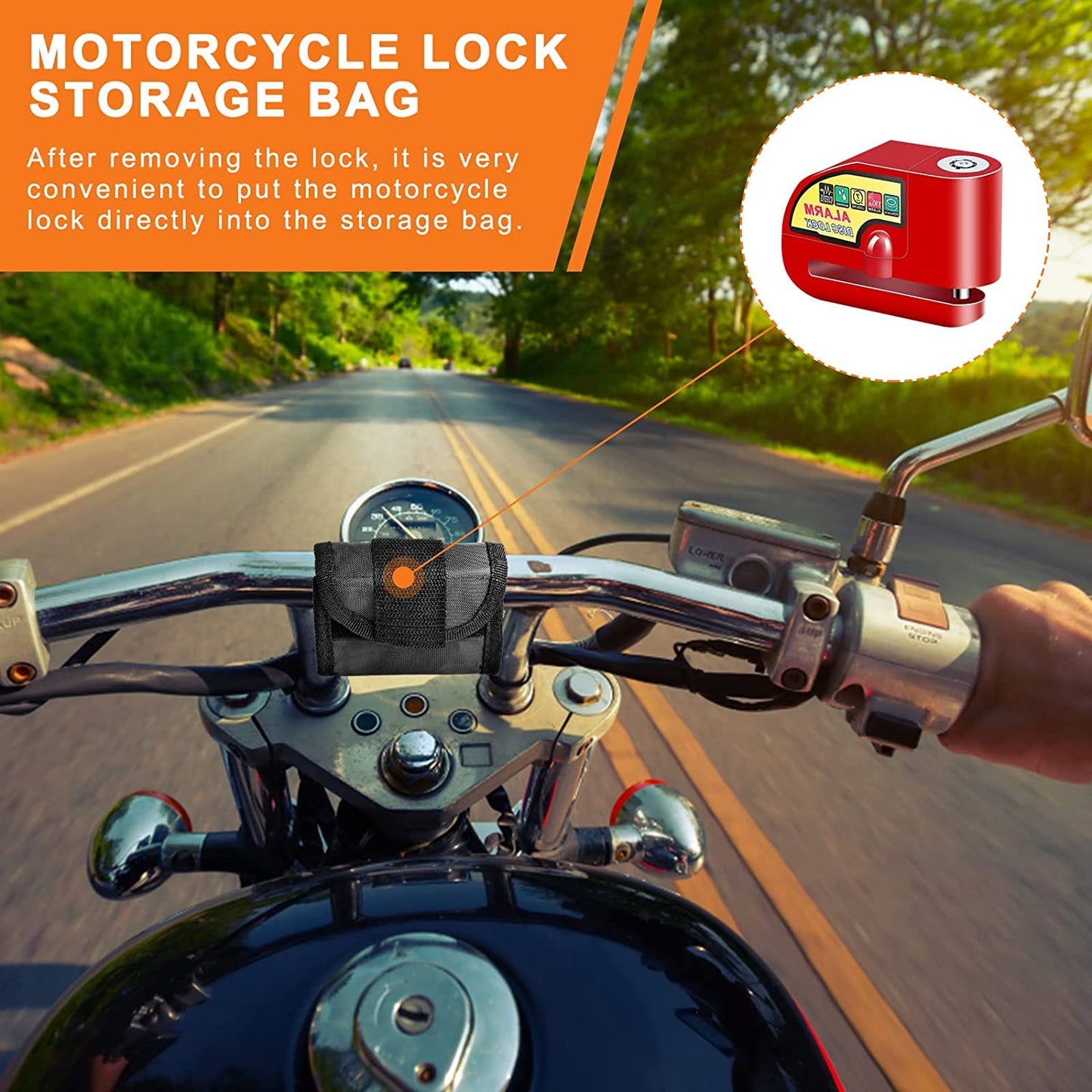 Candado de Alarma Impermeable PERANNU Rojo con Bloqueo de Freno de Disco y Alerta de 110 dB para Moto, Bicicleta y Scooter