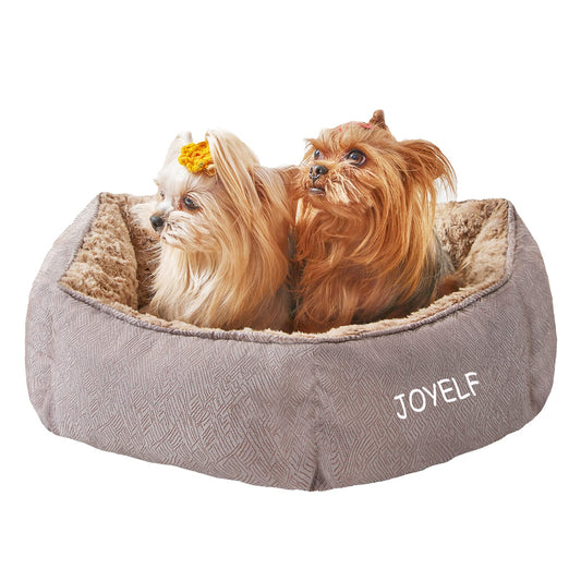 Cama para Perros y Gatos JOYELF Felpa Calmante Anti Ansiedad Hexágono Pequeño Lavable
