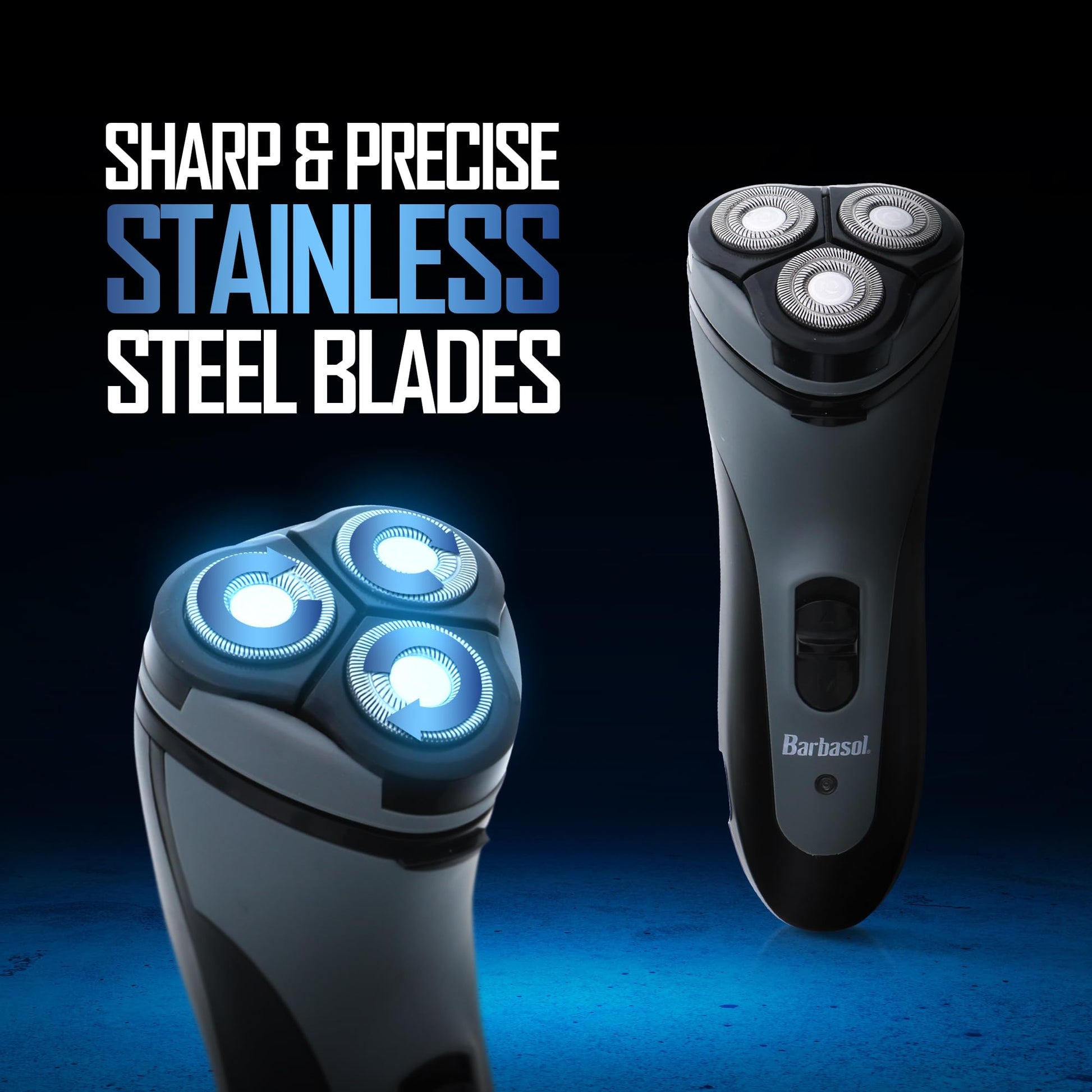 Barbasol Mens Rechargeable Shaver W/Stainless Steel Blades & Pop Trimmer