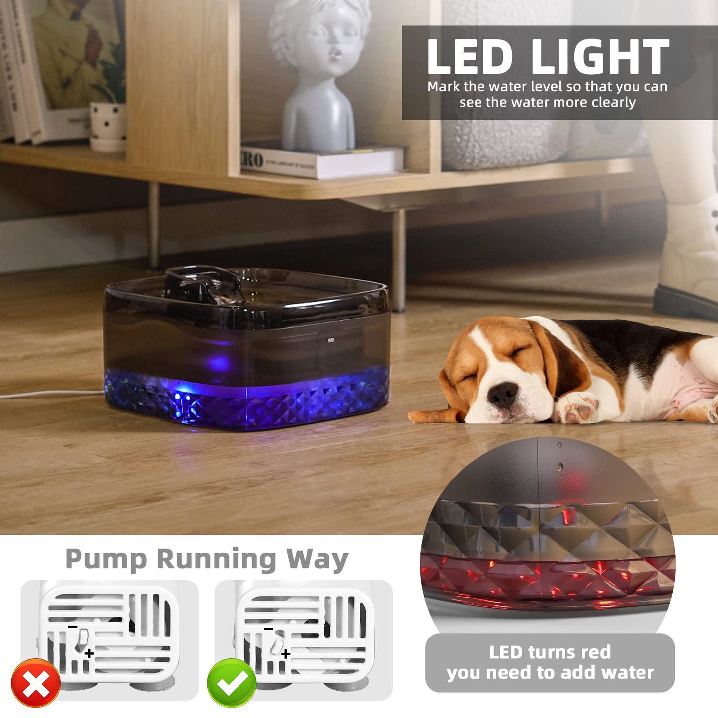 Fuente de agua para perros grandes, dispensador automático grande de agua para mascotas, 236 onzas/1.8 gal/7 l, fuente de agua para gatos, dispensador de tazón de agua para perros con herramienta de limpieza y filtros de repuesto, para perros S-L y múltip