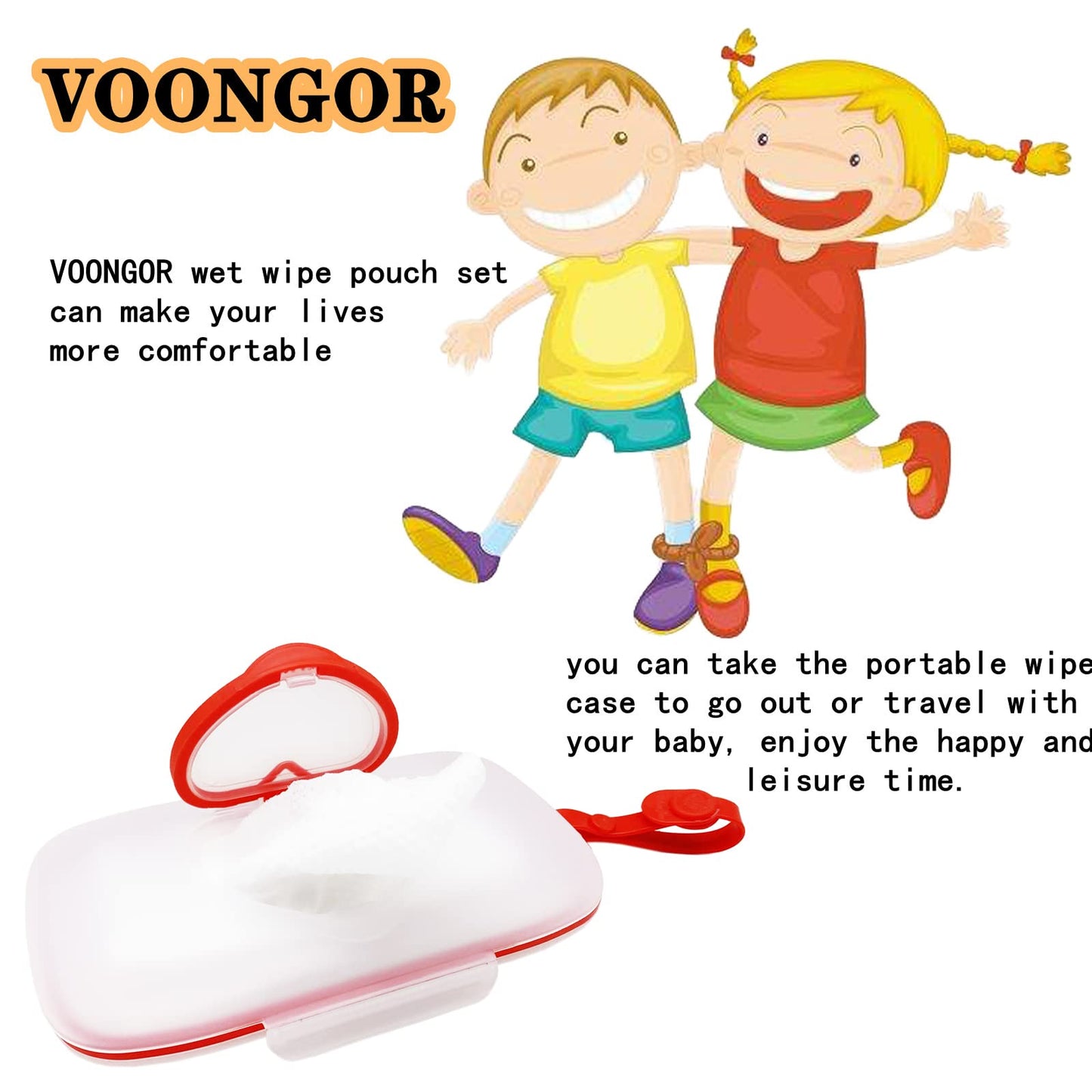 VOONGOR Dispensador de toallitas para bebé, funda para toallitas con 2 bolsas portátiles de viaje, contenedor recargable para toallitas de pañales con tapas y diseño de sellado, caja de almacenamiento de baño desechable