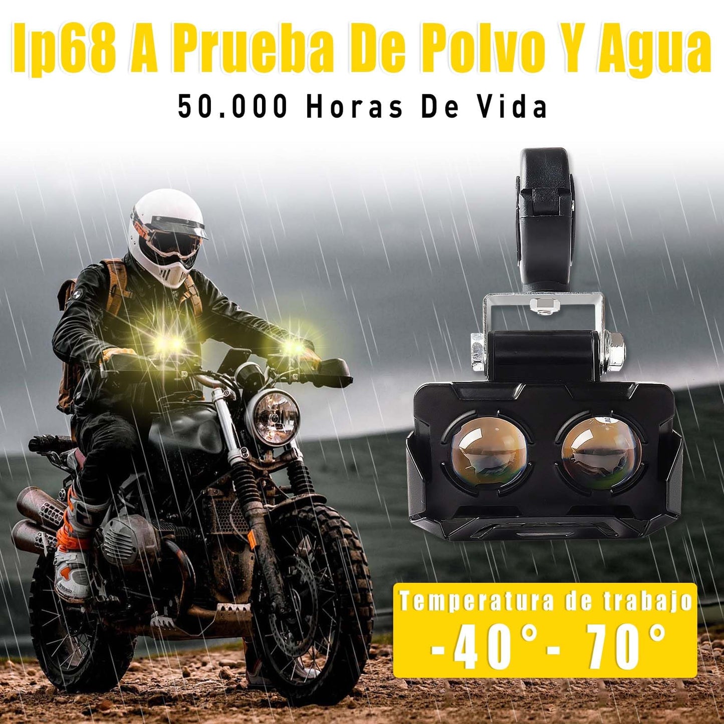 AUTOFAST 65w Luces para Moto, 6500k 8000LM Faros Auxiliares Para Moto,Luz Antiniebla Motocicleta, Exploradoras Para Moto, Faro Led Para Moto Con Lente,Faros De Intermitentes para moto - 2pcs