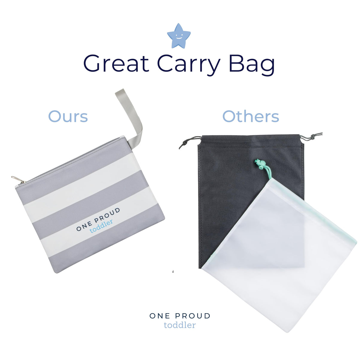One Proud - Asiento de viaje para niños pequeños, ultra compacto, ultra antideslizante, asiento fabricado en Estados Unidos, bisagras de bloqueo sin pellizcos, fácil de limpiar, bolsa de transporte