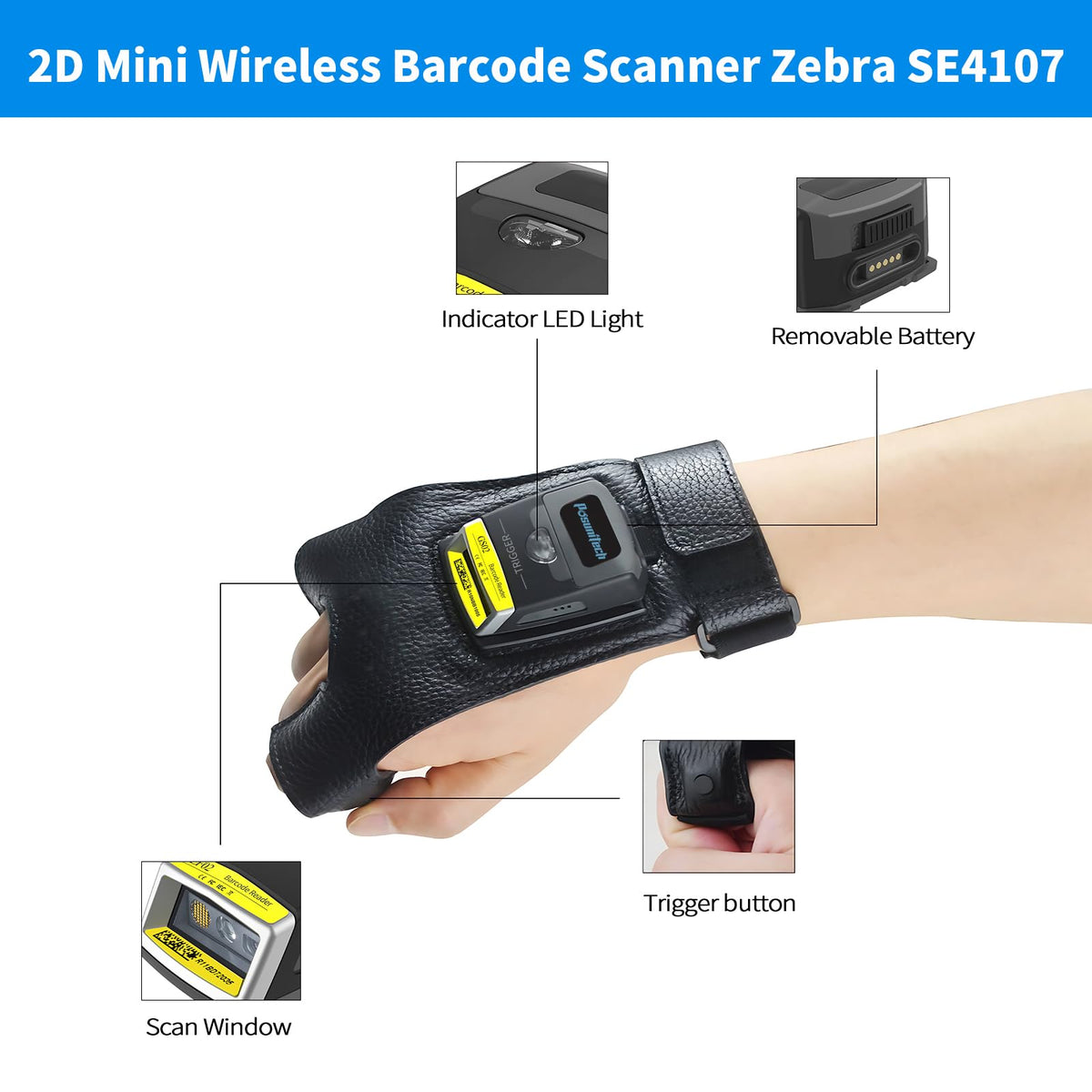 Escáner de Código de Barras Posunitech GS02 Negro 2D Portátil para Entornos Difíciles
