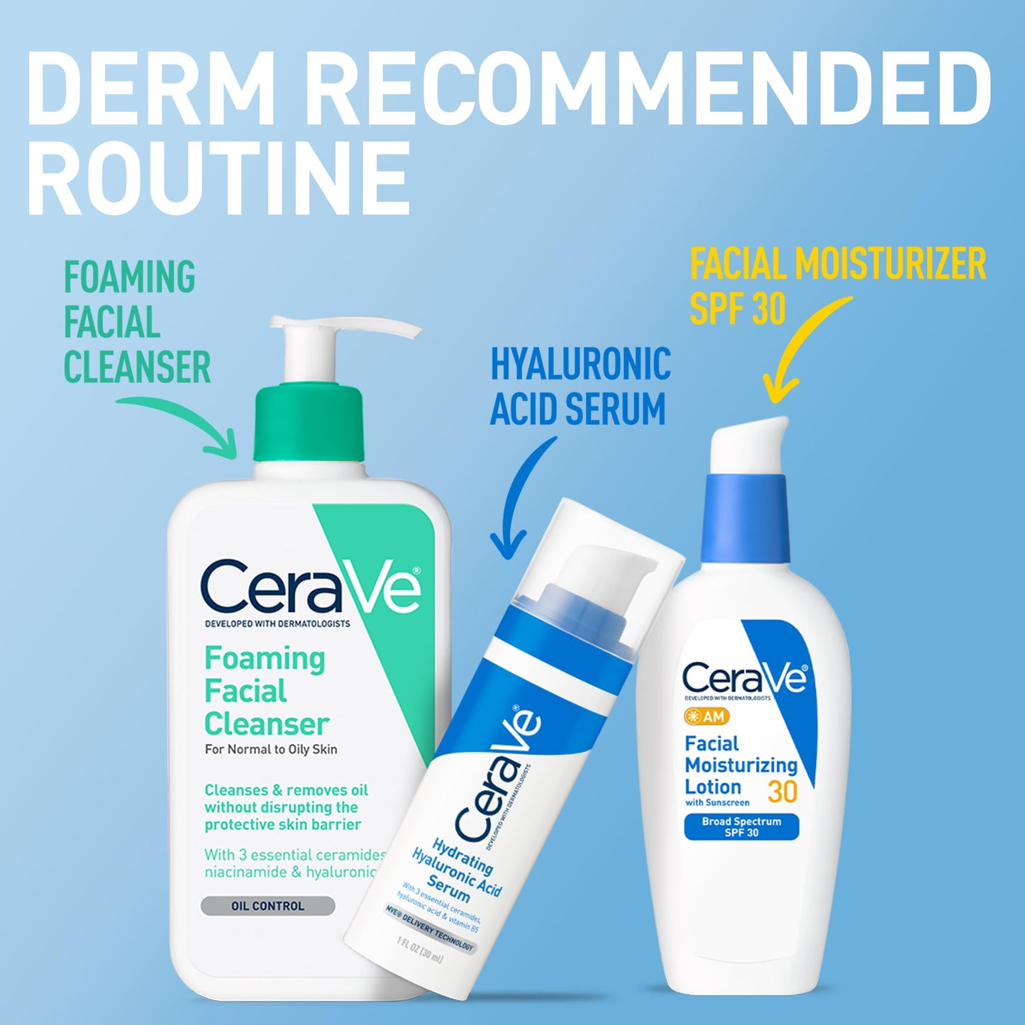 CeraVe - Loción hidratante facial AM Sunscreen SPF 30, piel normal a seca, unisex, 3 onzas