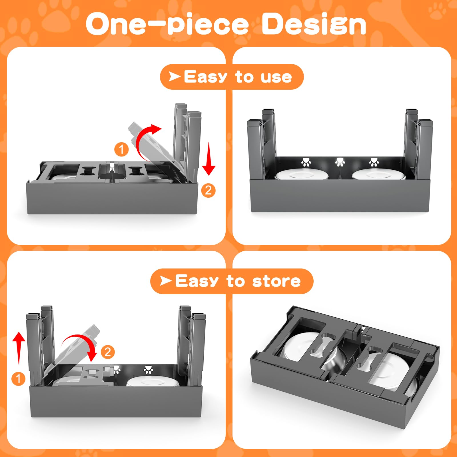 LAKIPETN - Cuencos elevados para perros con 2 cuencos de acero inoxidable para comida para perros, 5 cuencos elevados de altura ajustable que se ajusta a 3.1 pulgadas, 9 pulgadas, 10 pulgadas, 11 pulgadas, 12 pulgadas, plato antideslizante para perros peq