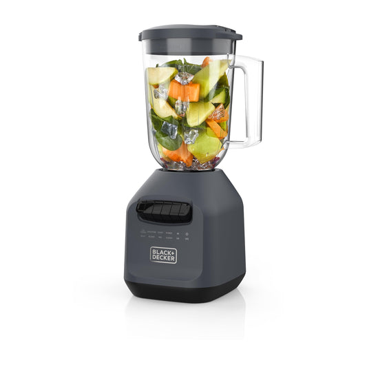 Black & Decker Ice Crush Blender con tarro de plástico PerfectPour de 60 onzas (7 tazas), potente hoja de acero inoxidable de 6 puntas, 8 velocidades más pulso, 750 vatios pico de potencia