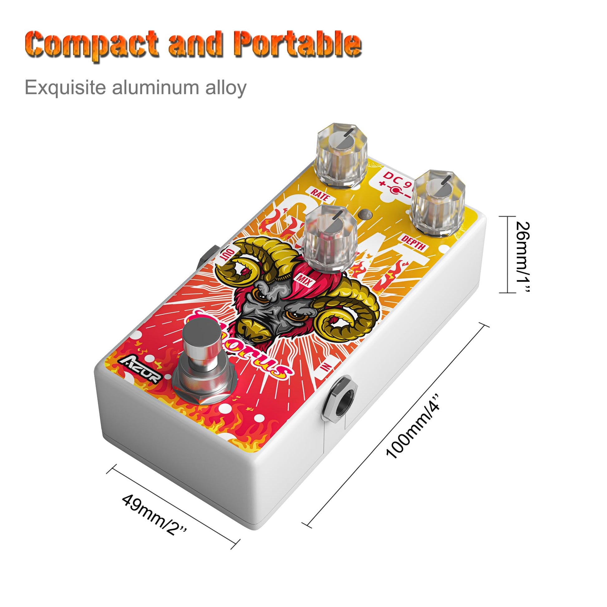 AZOR - Mini pedal de guitarra coro para tablas de pedales, pedal de efectos de coro digital de cabra clásico para guitarra eléctrica AP511