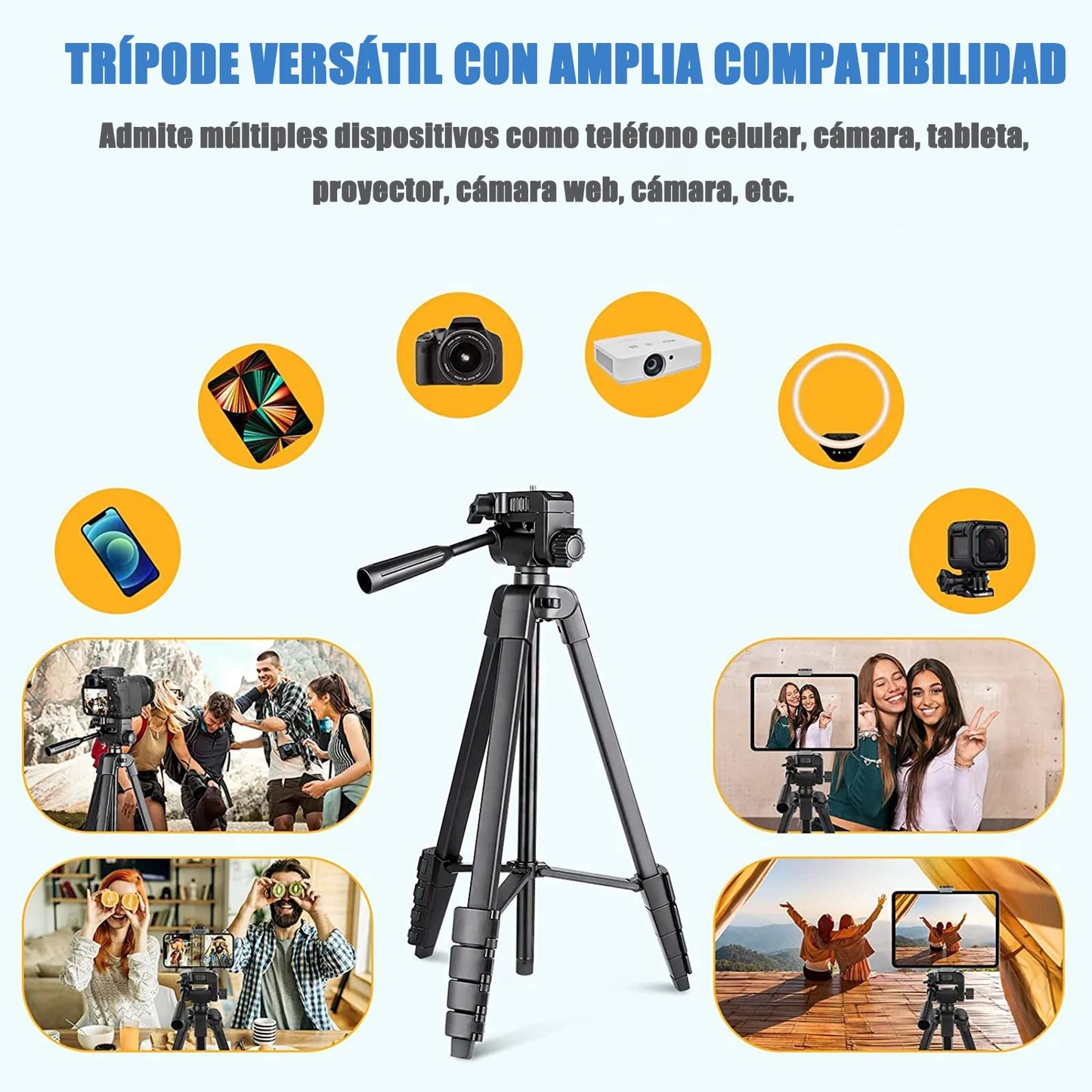 Tripie Estabilizador Celular 106cm con Obturador Remoto Bluetooth y Bolsa de Transporte