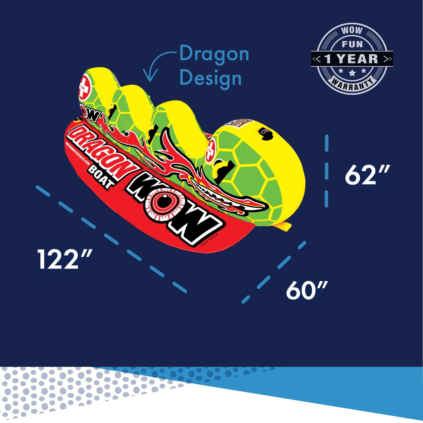 Bote Inflable Wow World of Watersports Dragon 3 Personas Remolque
