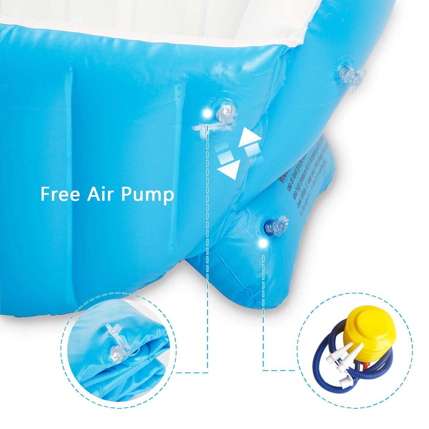 Tina inflable para bebé, tina de viaje antideslizante portátil para niños pequeños, alberca gruesa plegable para baño con bomba de aire, azul