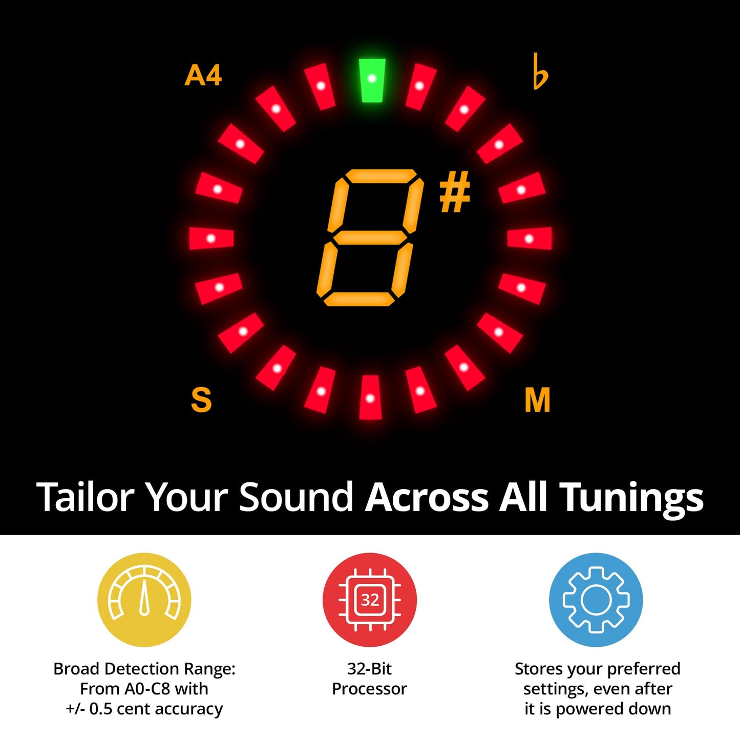 KLIQ TinyTune Pro - Pedal sintonizador de escenario para guitarra y bajo con cambio de derivación verdadero, calibración de tono y afinación plana (se requiere fuente de alimentación)