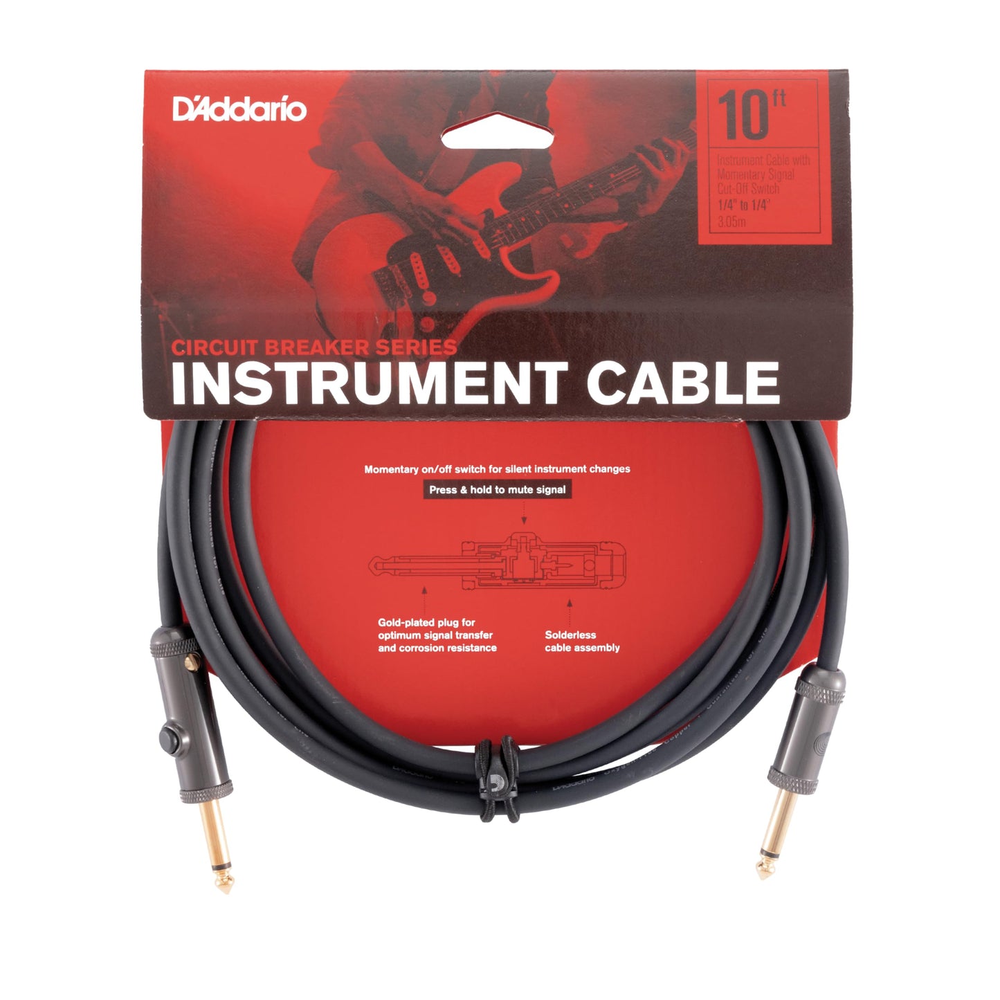 Cable de Series Planet Waves Negro Extremo Recto 10 Feet