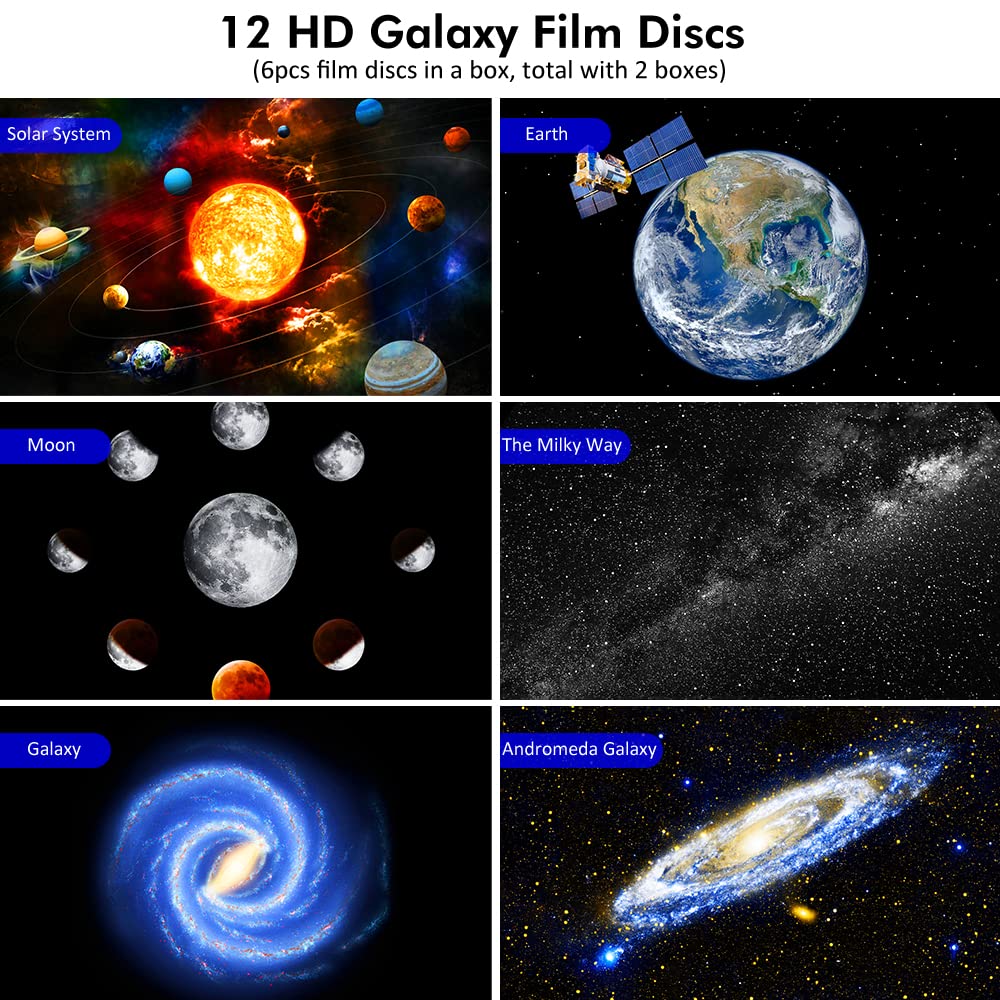 Syslux Proyector de Estrellas, Proyector de Planetario para Dormitorio Luz Nocturna de Galaxia Ultra Clara con 13 Discos de Galaxia Reemplazables de 4K Rotación de 360 Grados Luz de Cielo Real para