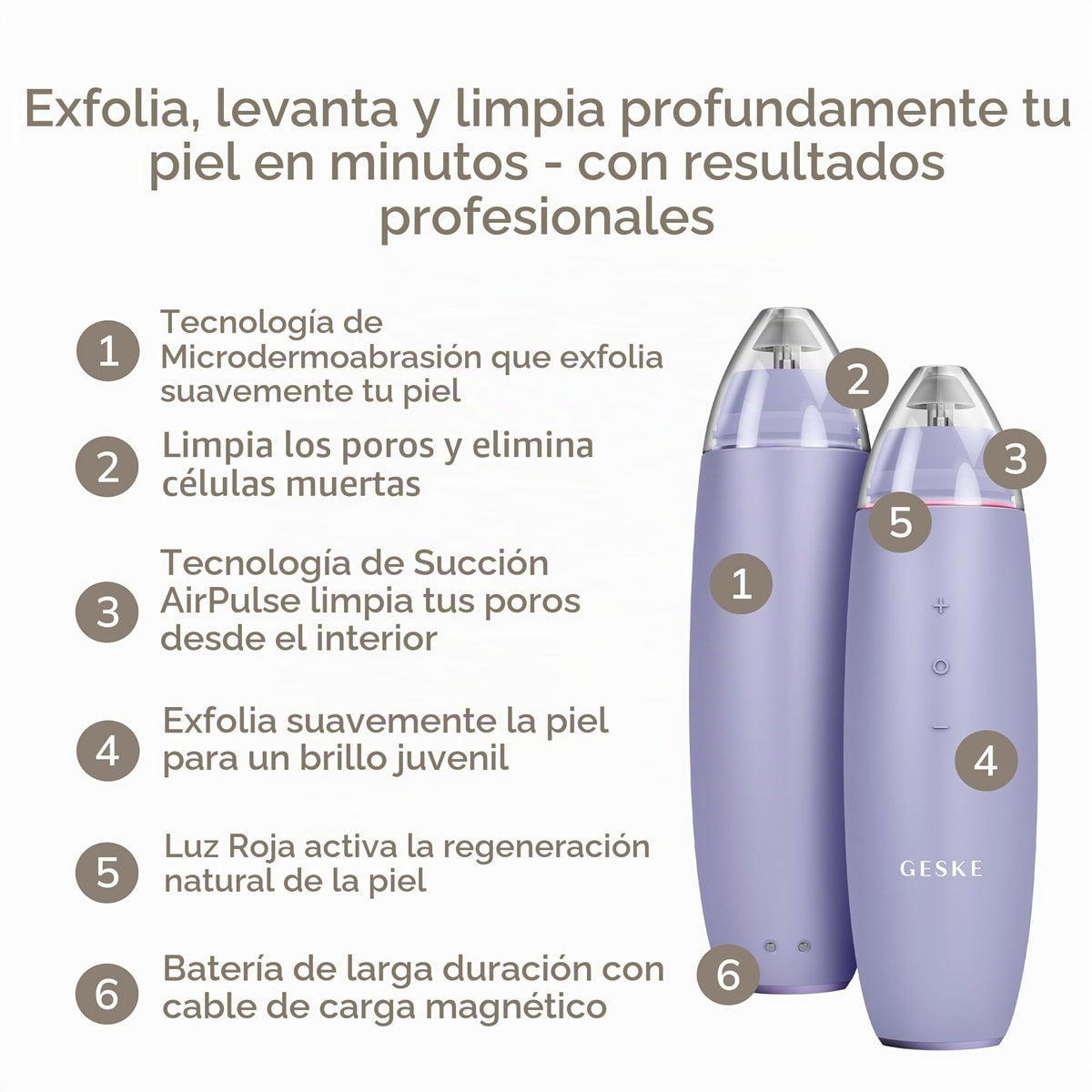 GESKE | SmartAppGuided™ MicroDermabrasion Blackhead Remover | Eliminador de puntos negros 7 en 1 | Limpiador de poros eléctrico | limpieza al vacío innovadora | herramientas de belleza