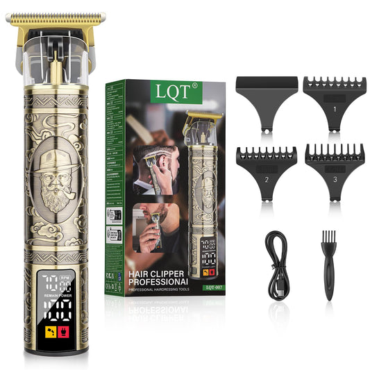 Cortadora de Barba Profesional 3 Velocidades con Pantalla LCD sin Huecos para Hombre