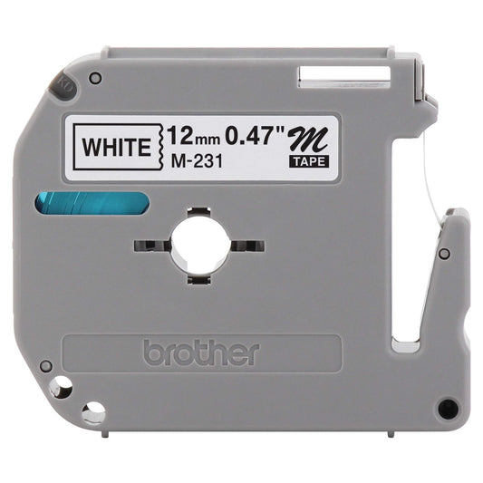 Brother M231 P-Touch cartucho de cinta para rotulado (negro sobre blanco, 112mm x 8 m)
