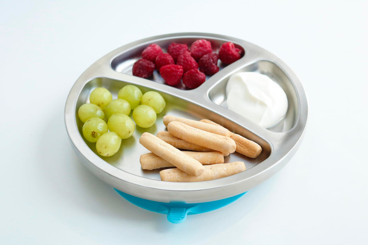 Avanchy - Plato de acero inoxidable para niños pequeños, con ventosa