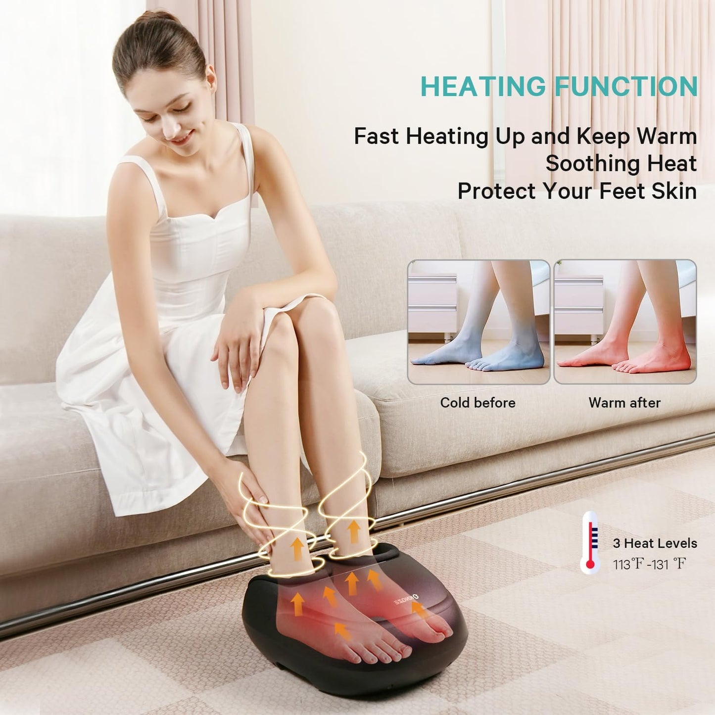 Masajeador de Pies Shiatsu con Calor y Control Remoto para Dolor de Neuropatía