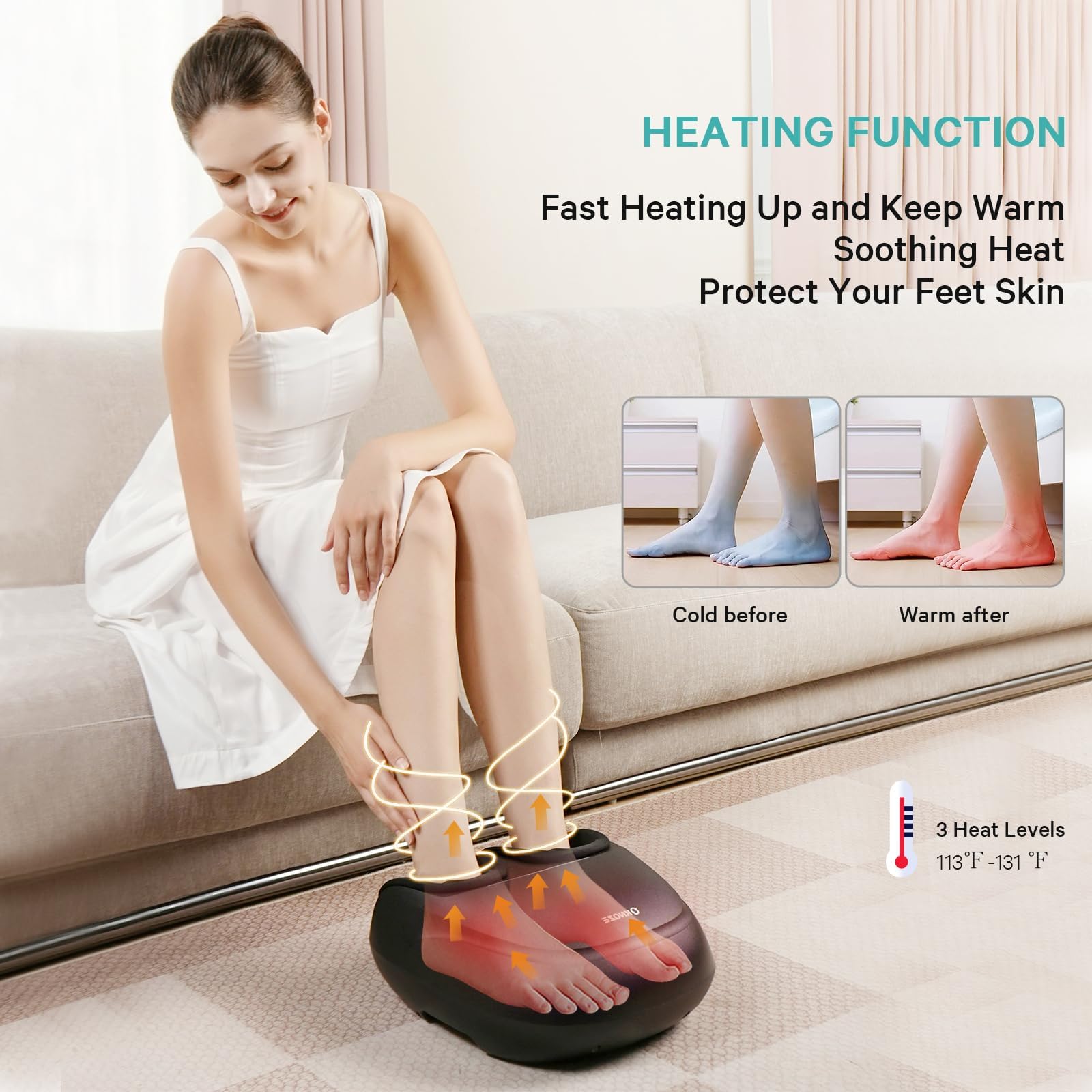 Masajeador de Pies Shiatsu con Calor y Control Remoto para Dolor de Neuropatía