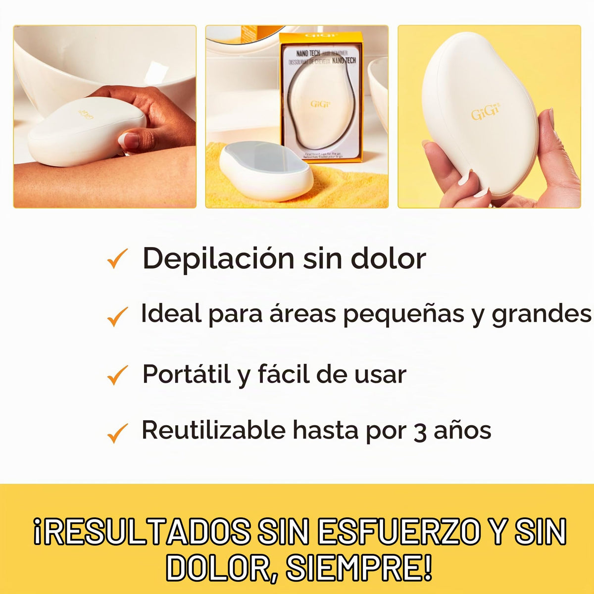 GiGi Depiladora Nano Tech Portátil para Retoques Finales Eliminación Precisa de Vello Facial y Corporal Diseño Compacto para Llevar Paquete de 1
