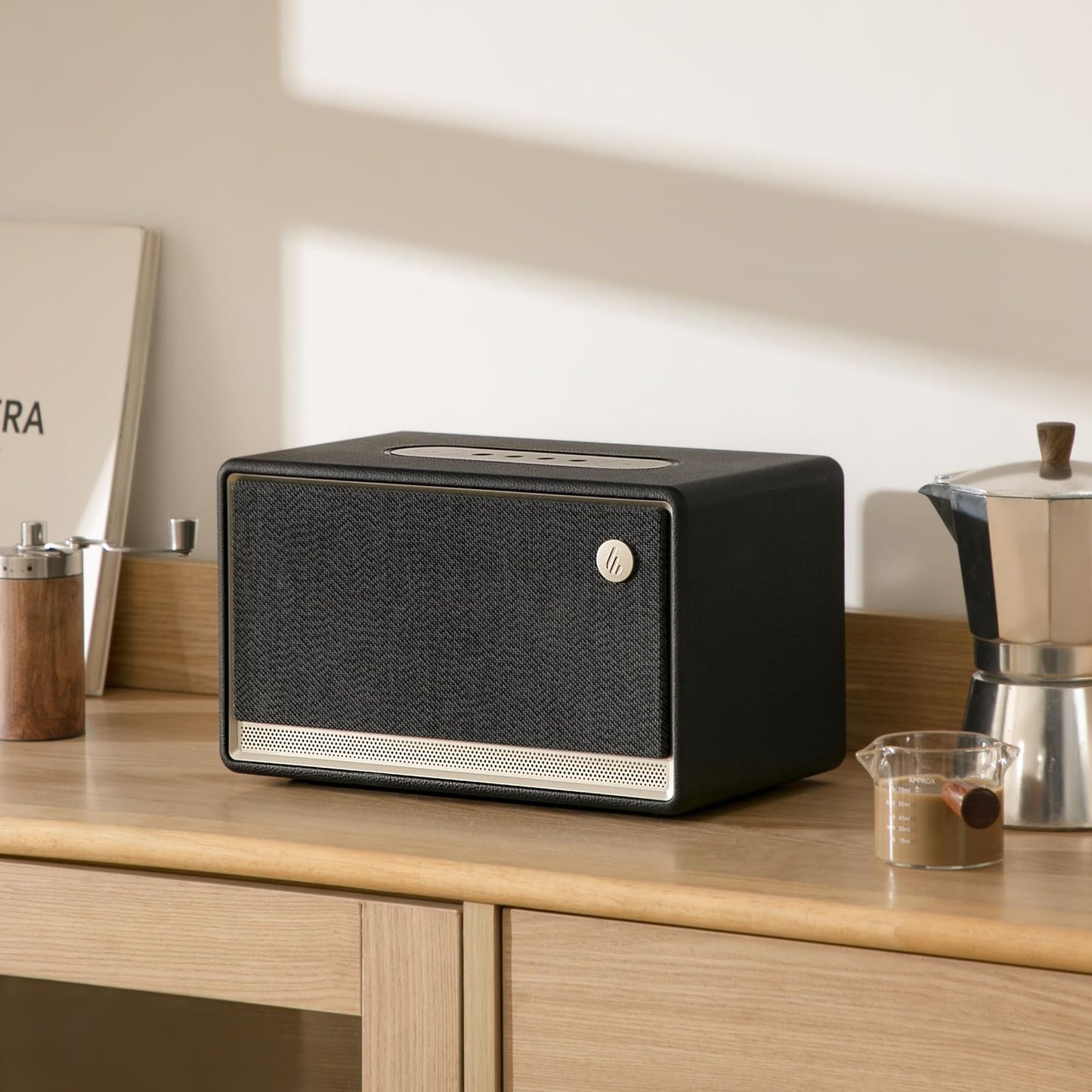 Edifier ES300 Altavoz WiFi y Bluetooth – 60 W Hi-Res Audio, AirPlay 2, LDAC, batería de 12 Horas, multiroom, USB y AUX, iluminación Ambiental, Carcasa de Madera, Control de aplicación, Altavoz
