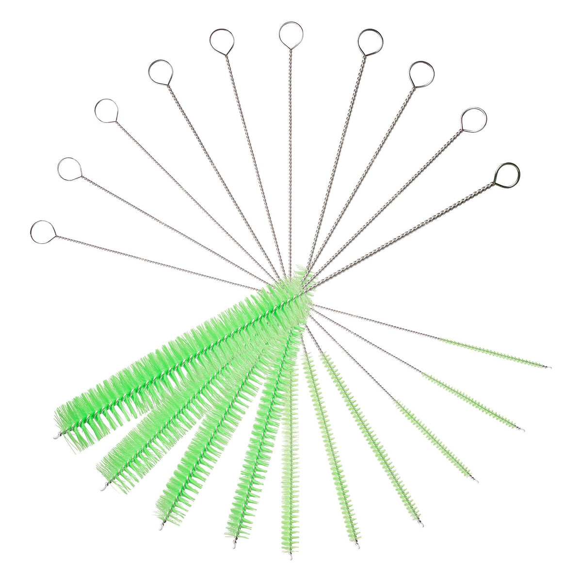 The Scoopie - Juego de cepillos de limpieza de tubo de laboratorio de 10 pulgadas (kit maestro de 10 unidades) – Mangos flexibles de acero inoxidable y cerdas de nailon de varios tamaños para tubos de