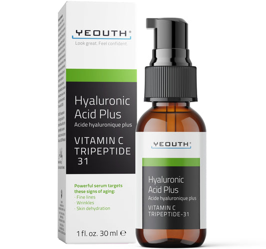 YEOUTH Serum Acido Hialuronico con Serum Vitamina C y Tripeptides, Ácido Hialurónico Cara para Hombres y Mujeres, Serum Facial para Arrugas, Puede Usar se con Retinol 30ml