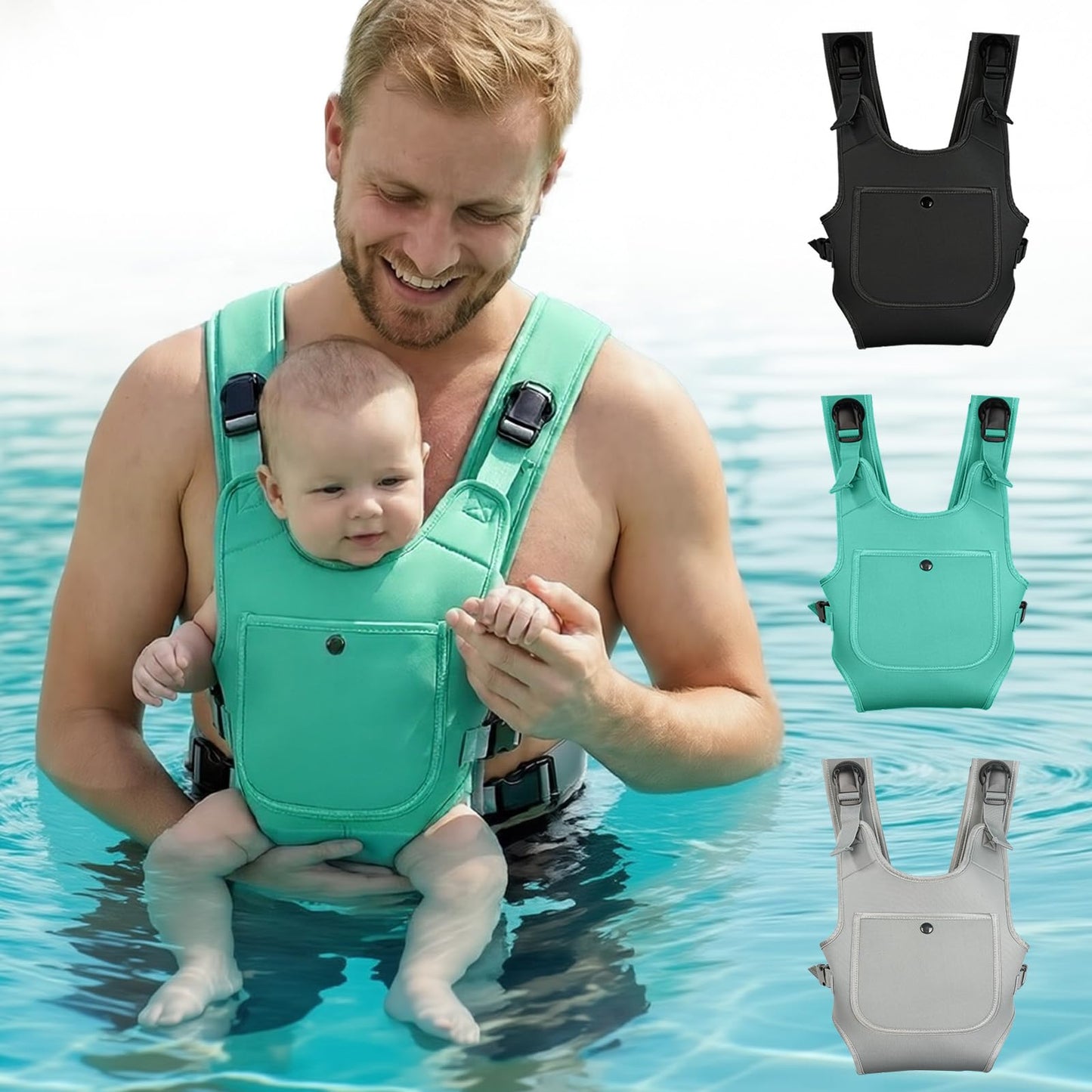Portabebés de neopreno para bebés recién nacidos a niños, ergonómico e impermeable para el pecho con correas ajustables, transpirable y ligero, equipo de uso para verano, piscina, natación y playa