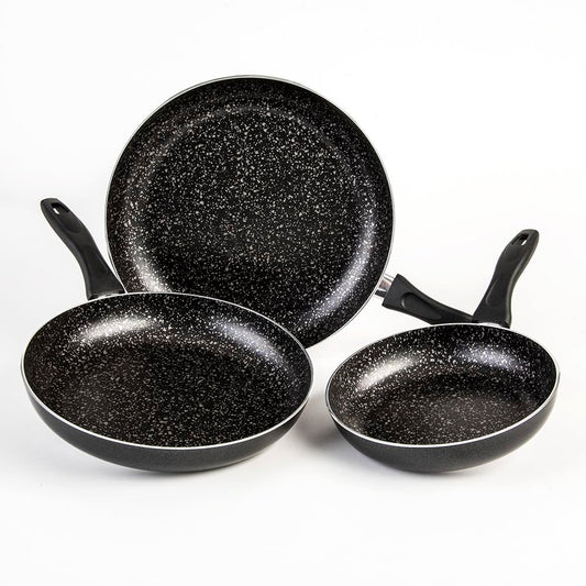 Cinsa Juego de sartenes Experta Roca 3 piezas, Aluminio con antiadherente Roca (Negro, Sarten 20, 26 y 30 cm)